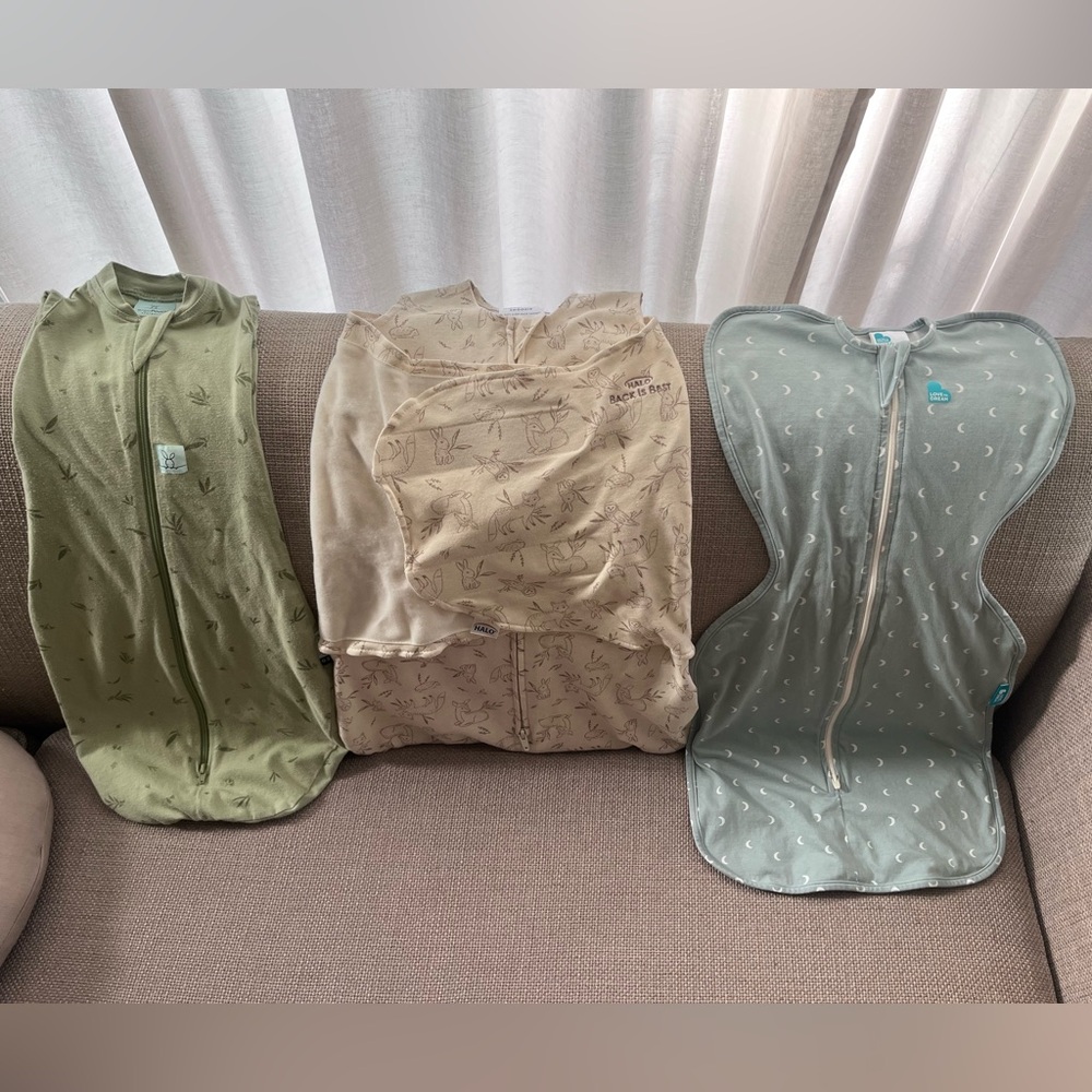 Set of 3 Swaddle/Sleepsacks. Ergobaby, Halo, Love to Dream.
